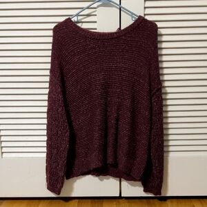 Knox Rose Burgundy Textured Crew Neck Sweater